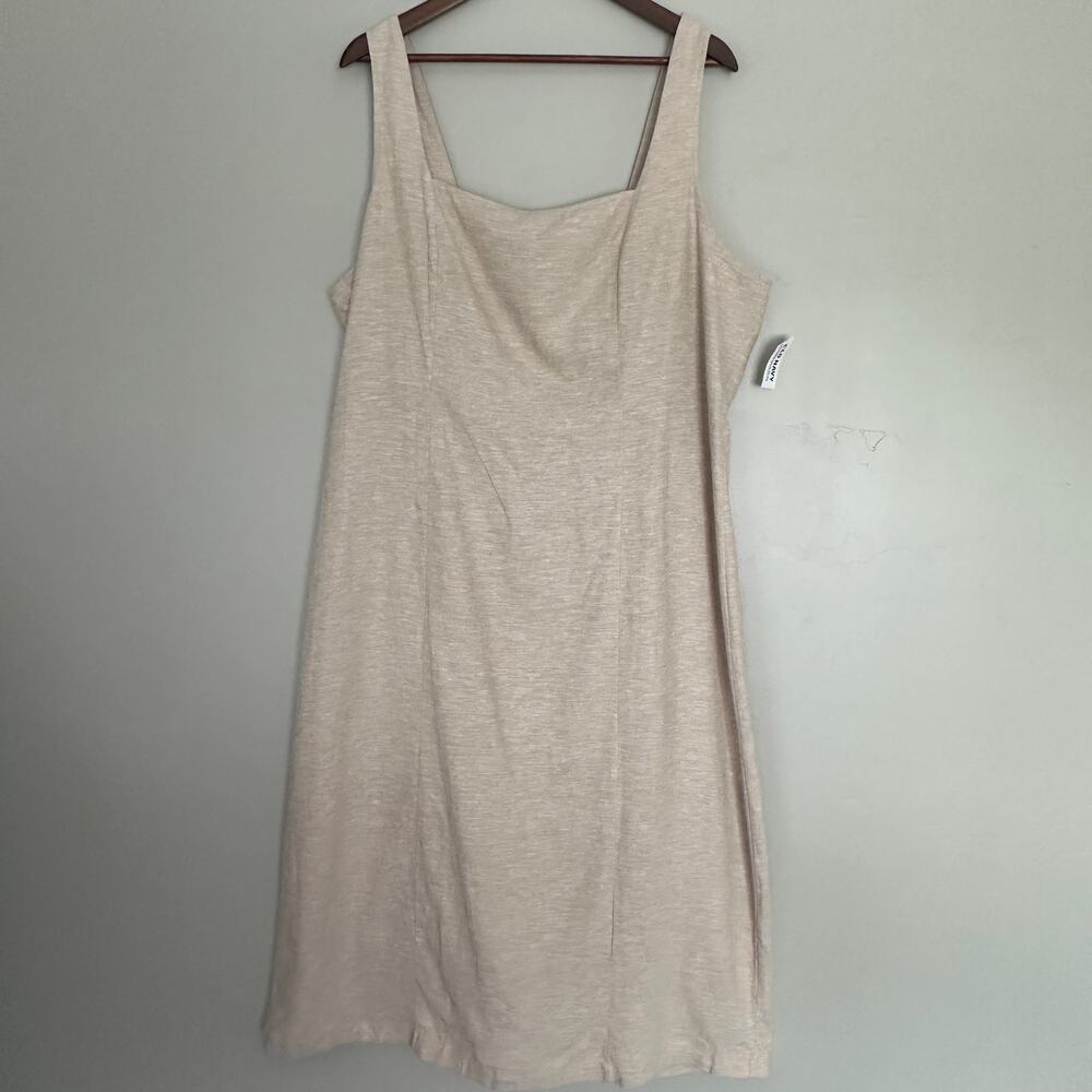 NWT Old Navy Square Neck Linen Midi Dress Sz XXL Flax Minimalist Coastal Boho - Picture 1 of 9